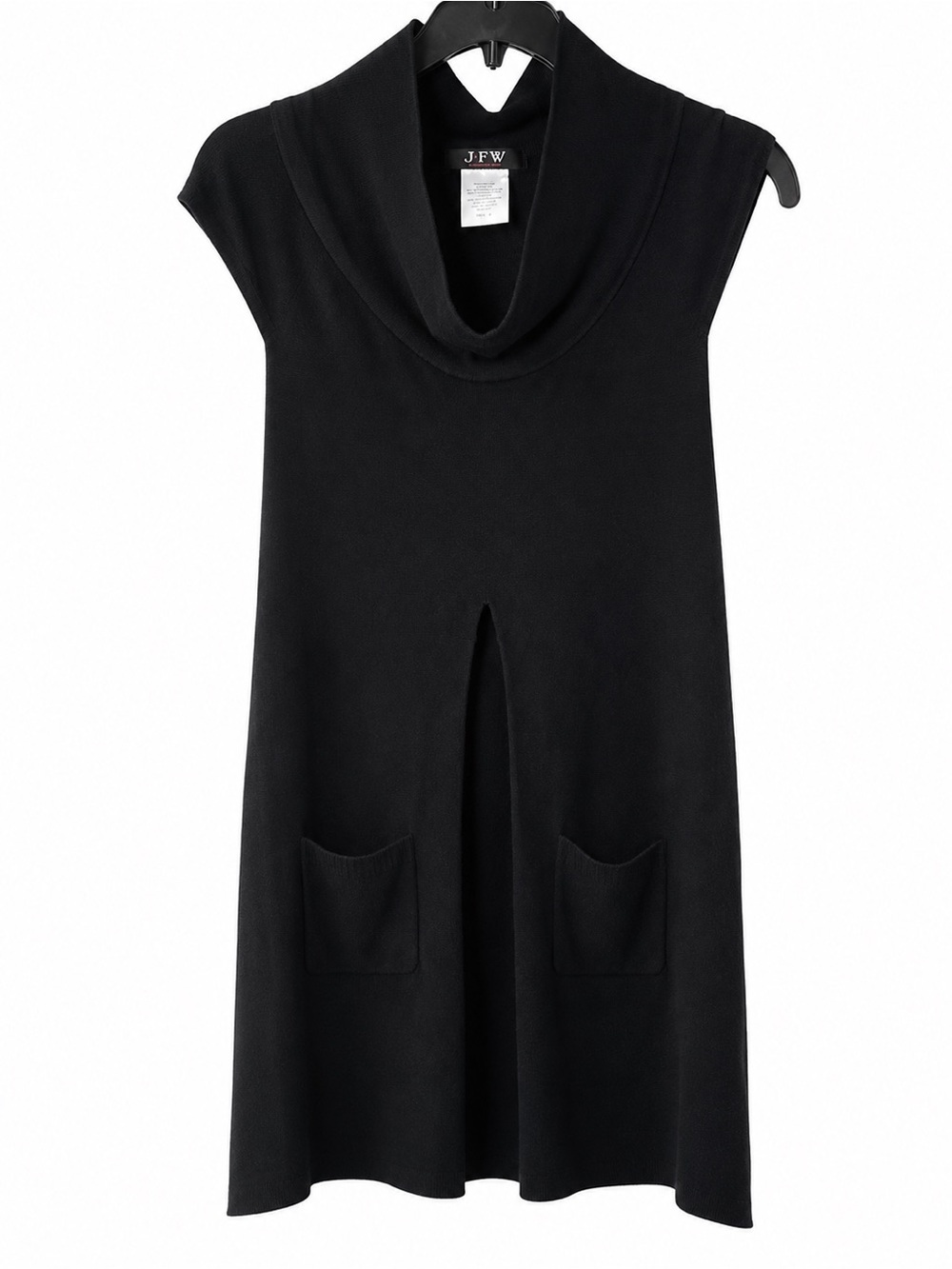 JFW Black Cowl Neck Mini Dress with Front Pockets